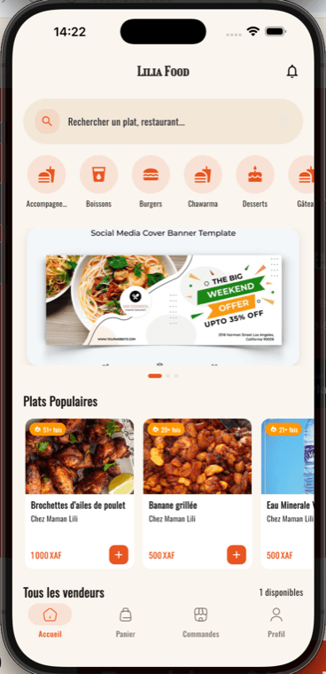 L'application Lilia Food affichée sur un téléphone